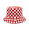 2020 New fashionable checkered fisherman hat for women, cotton breathable summer hat, travel Korean version, double-sided basin hat for men, hair replacement Item Picture